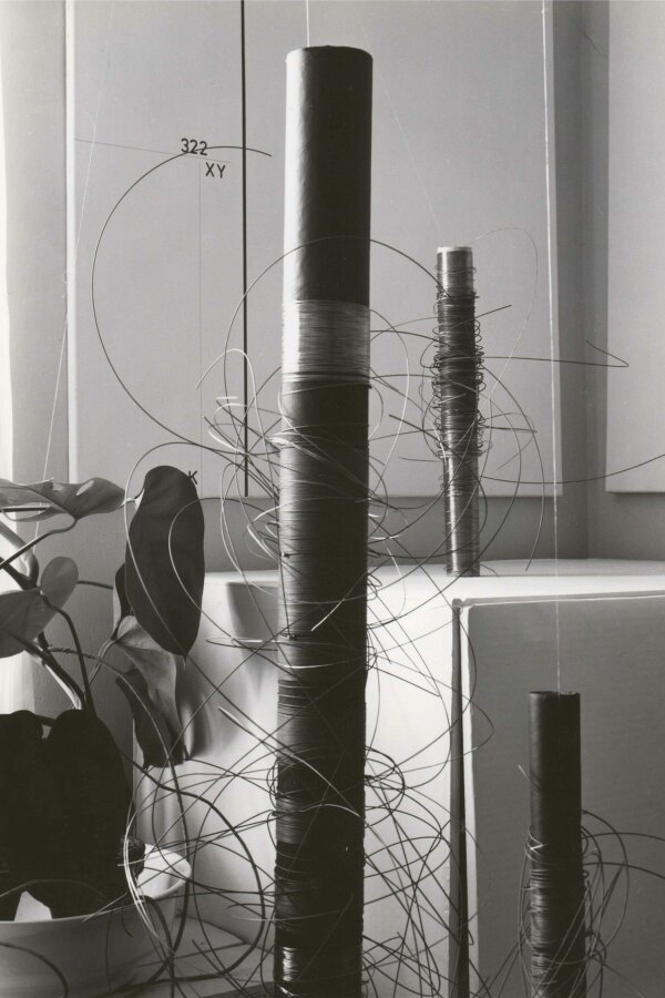 Vladimíra Sedláková, Cívka, 1992, vázací drát, 80x50, ⌀ 2,5 cm, foto: Libor Teplý